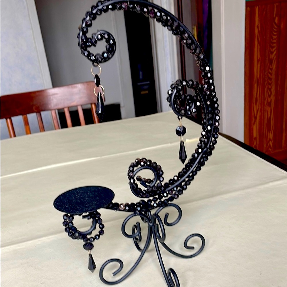 #Black crystal beaded candle holder